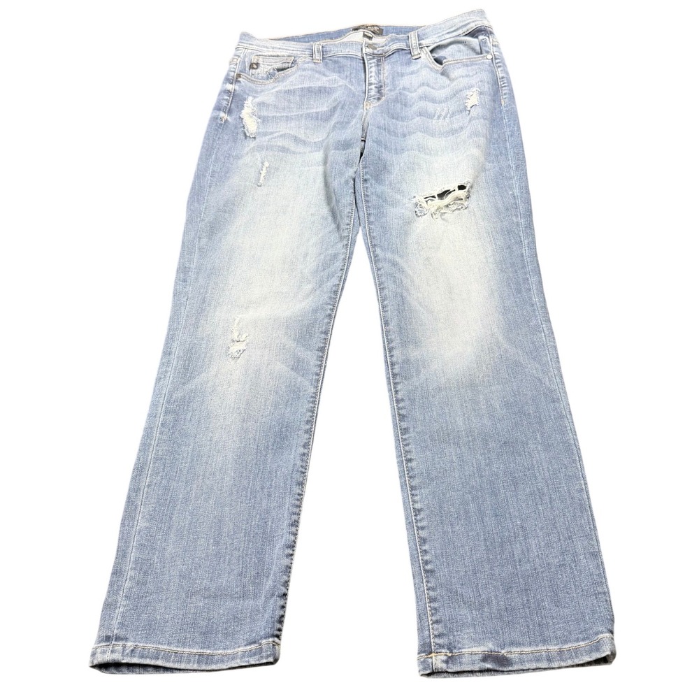 Judy Blue Boyfriend Jeans Womens Blue Distressed Stretch Denim Casual 11/30